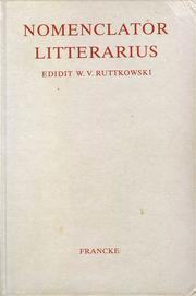 Cover of: NOMENCLATOR LITTERARIUS