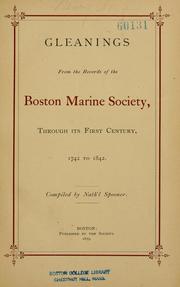 Cover of: Gleanings from the records of the Boston Marine Society by Boston Marine Society.
