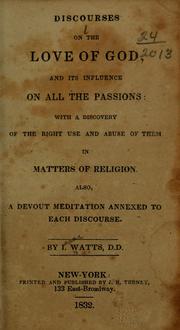Cover of: Discourses on the love of God