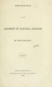 Cover of: Proceedings of the Academy of Natural Sciences of Philadelphia, Volume 10 by 