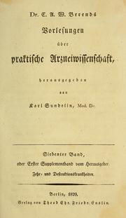 Cover of: Vorlesungen uber praktische Arzneiwissenschaft