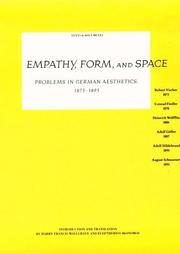 Cover of: Empathy, Form, and Space by Conrad Fiedler, Robert Vischer, Conrad Fiedler, Heinrich Wolfflin, Adolf Goller