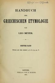 Cover of: Handbuch der griechischen etymologie