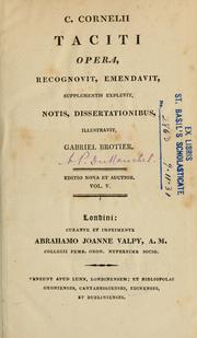 Cover of: Opera C. Cornelii Taciti