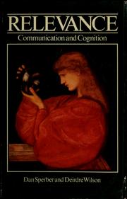Cover of: Relevance: communication and cognition