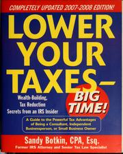Cover of: Lower your taxes-big time! by Sanford C. Botkin