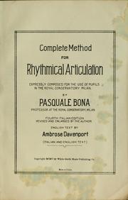 Cover of: Complete method for rhythmical articulation by Pasquale Bona