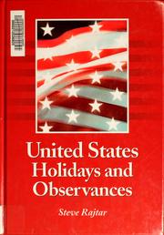 Cover of: United States holidays and observances: by date, jurisdiction, and subject, fully indexed