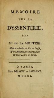 Cover of: Mémoire sur la dyssenterie