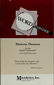 Cover of: Word finder for the Macintosh by Microlytics (Firm)