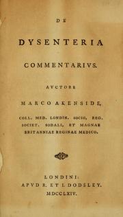 Cover of: De dysenteria commentarius by Mark Akenside
