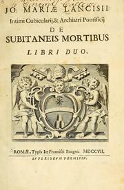 Cover of: Jo. Mariae Lancisii ... de subitaneis mortibus by Giovanni Maria Lancisi