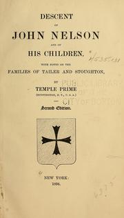 Cover of: Descent of John Nelson and of his children by Temple Prime