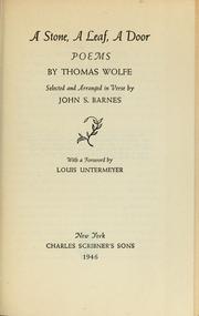 Cover of: A stone, a leaf, a door by Thomas Wolfe