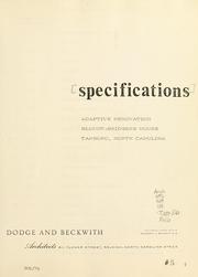 Specifications by Dodge and Beckwith (Firm)