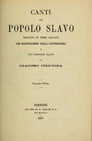 Canti del popolo slavo tradotti in versi italiani by Giacomo Chiudina