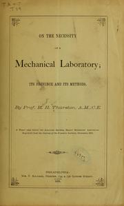 Cover of: On the necessity of a mechanical laboratory | R[obert] H[enry] Thurston