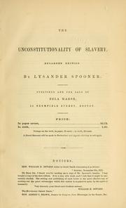 Cover of: The unconstitutionality of slavery