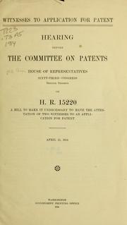 Cover of: Witnesses to application for patent