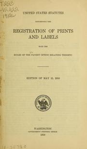 Cover of: United States statutes concerning the registration of prints and labels by United States