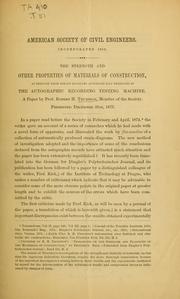 Cover of: The strength and other properties of materials of construction as deduced from strain diagrams automatically produced by the autographic recording testing manchine