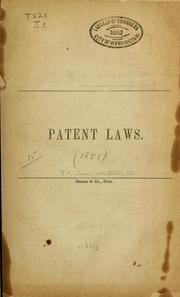 Cover of: Patent laws