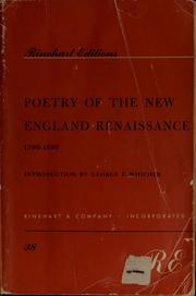 Cover of: Poetry of the New England renaissance, 1790-1890