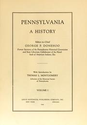 Cover of: Pennsylvania, a history | George Patterson Donehoo