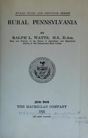 Cover of: Rural Pennsylvania by Watts, Ralph Levi, Ralph L. Watts