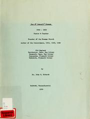 Cover of: Rev. & Mr. Samuell Newman 1600-1663: author of the Concordances, 1643, 1650, 1658, pastor & teacher of Seacuncke, Plimouth Colony and Rehoboth, Plimouth Colony