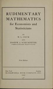 Cover of: Rudimentary mathematics for economists and statisticians