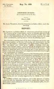 Cover of: Cherokee Indians (to accompany bill H.R. no. 456)