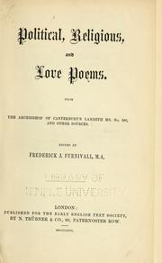 Cover of: Political, religious, and love poems.: From the Archbishop of Canterbury's Lambeth ms. no. 306, and other sources.