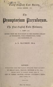 Cover of: The Promptorium parvulorum.: The first English-Latin dictionary.