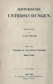 Cover of: Prolegomena zu einer römischen Chronologie by Wilhelm Soltau