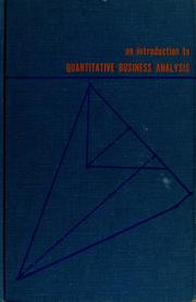 Cover of: An introduction to quantitative business analysis