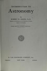 Cover of: Introduction to astronomy