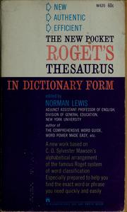 Cover of: The new pocket Roget's Thesaurus in dictionary form by Lewis, Norman