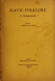 Cover of: Slavic folklore: a symposium.