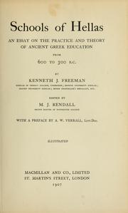 Cover of: Schools of Hellas by Freeman, Kenneth John