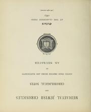 Cover of: Mediaeval Jewish chronicles and chronological notes by Adolf Neubauer