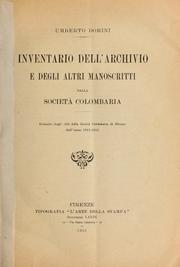 Cover of: Inventario dell'archivio e degli altri manoscritti della Società colombaria