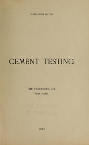 Cement testing by Fairbanks co., New York. [from old catalog]