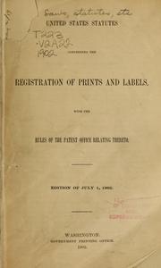 Cover of: United States statutes, concerning the registration of prints and labels by United States