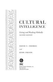 Cultural Intelligence by David C Thomas; Kerr Inkson