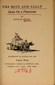 Cover of: The boys and Sally down on a plantation by Rose Bell Knox