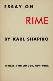 Cover of: Essay on rime