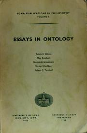 Cover of: Essays in ontology