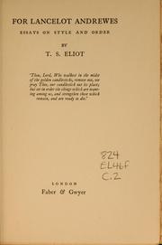 Cover of: For Lancelot Andrewes by T. S. Eliot