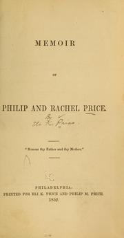 Cover of: Memoir of Philip and Rachel Price